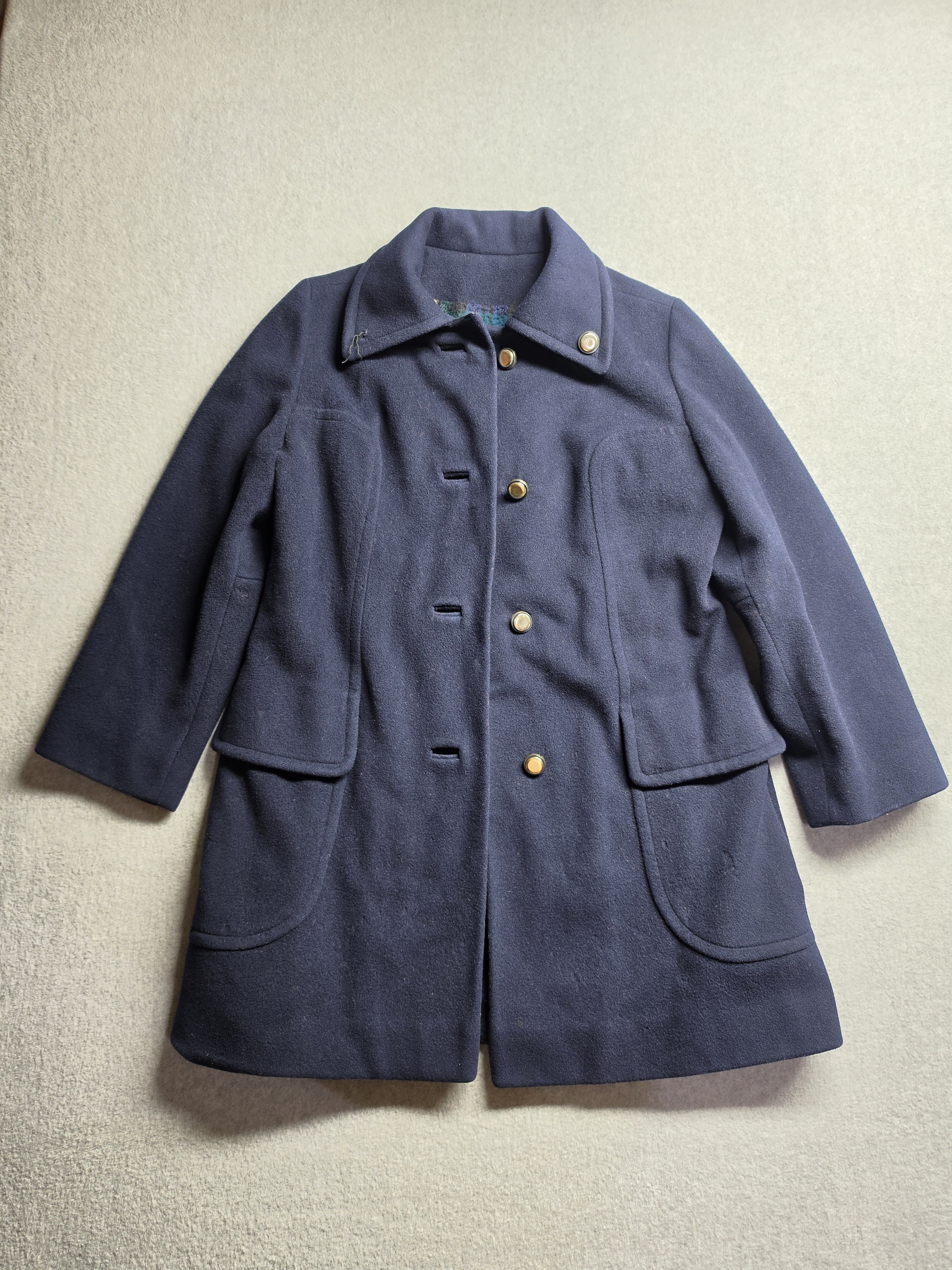 Vintage 1970s Fashionbilt Ilgwu Womens Wool Blue Peacoat Made In Usa